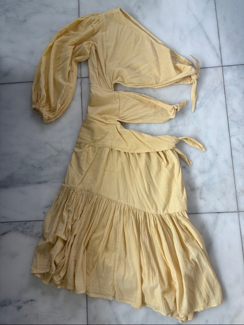 Jen's Pirate Booty Pale Yellow Tie dress